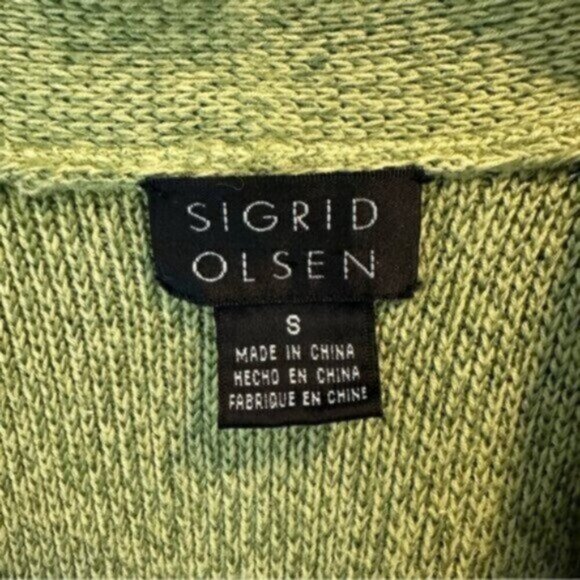 Sigrid Olsen | Women's Green Fleck Long Sleeves Open Cardigan Size Small - Picture 8 of 8